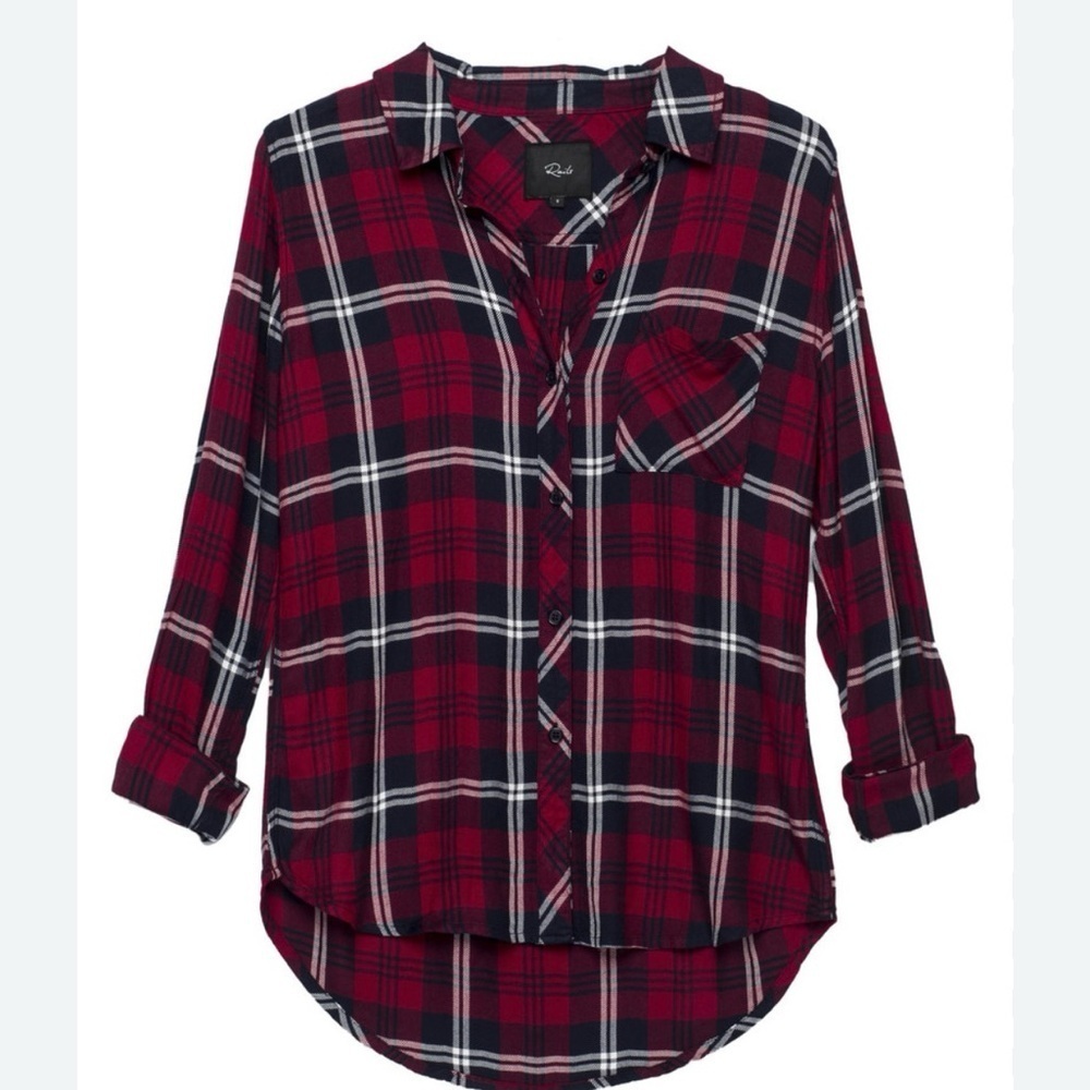 Rails Hunter Plaid Button Up Shirt Cherry Navy White Size XS Soft